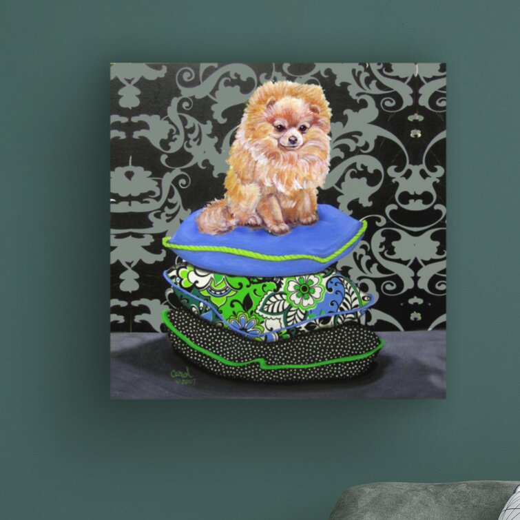 Winston Porter Pomeranian Pillows On Canvas by Carol Dillon Print